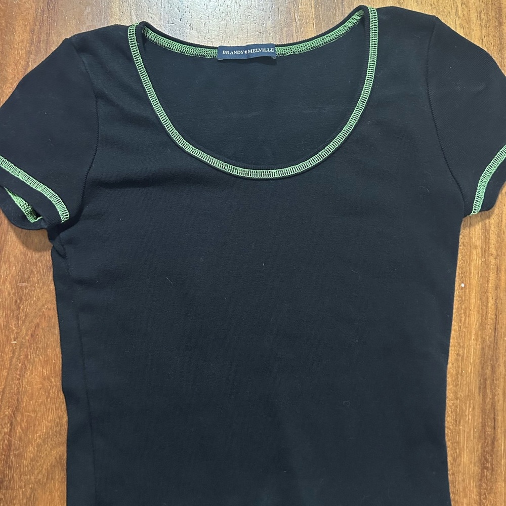 Brandy Melville Black Top with Green Trim